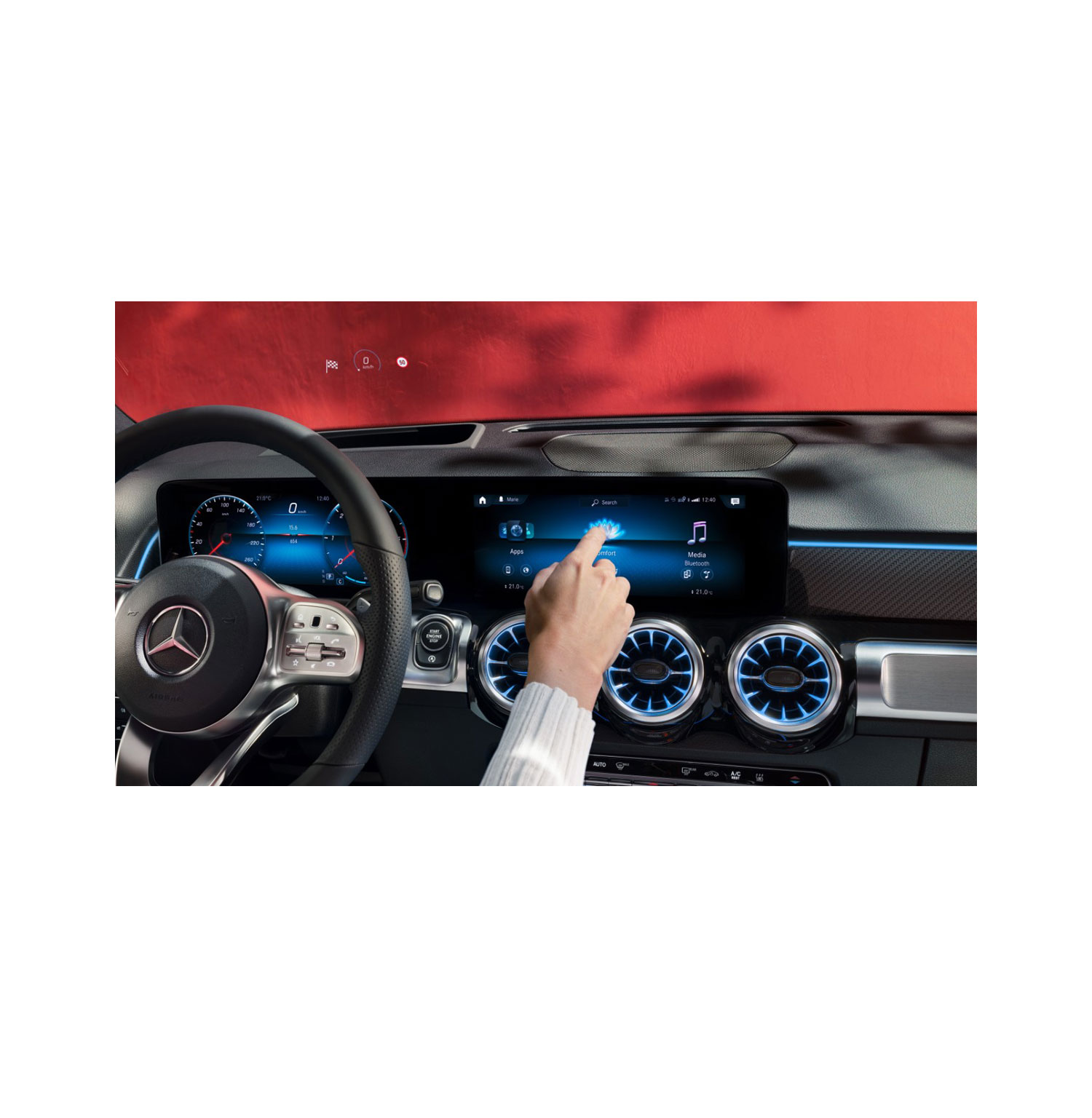 Mercedes-Benz User Experience Mercedes-Benz User Experience가 장착된 GLB SUV의 인테리어.